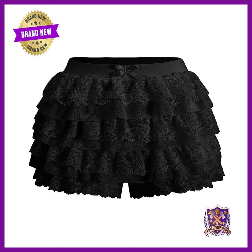 Y2K Lace Ruffle Shorts Elastic Waist Mini Skirt Style